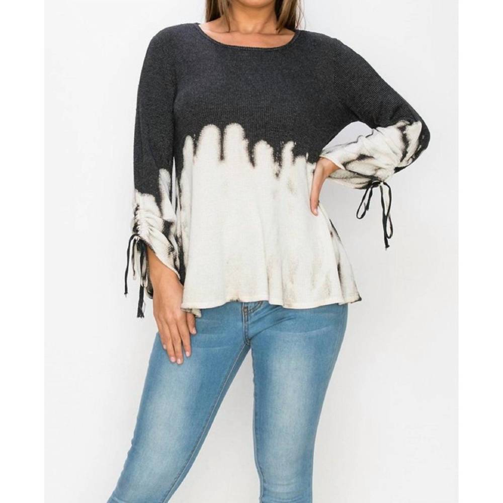 NEW T-PARTY drip tie dye top in black/ white